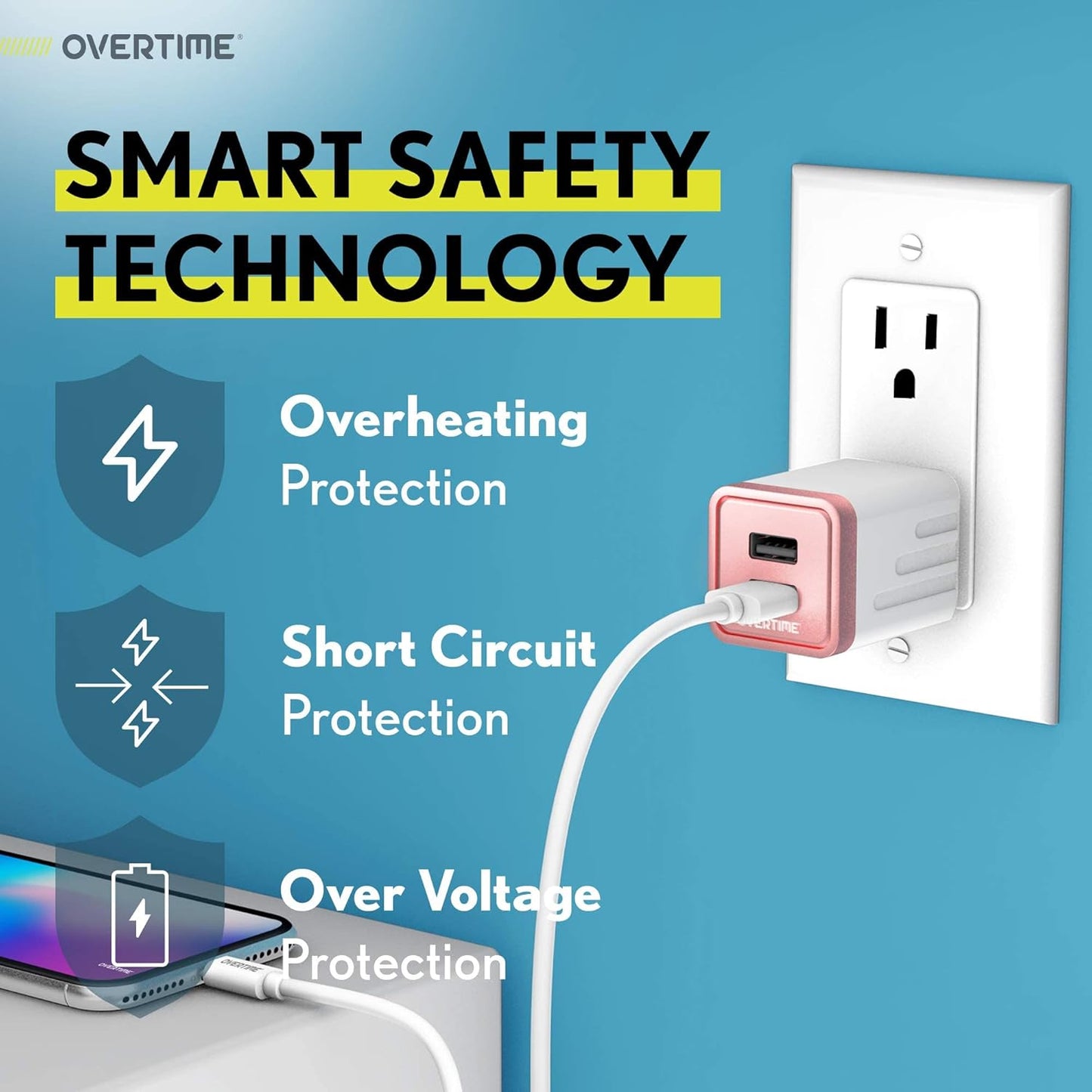 Iphone Charger Set, Apple Mfi Certified Lightning Cable with Dual USB Wall Adapter 2.4 AMP Compatible W/Iphone 11 Pro Max XS XR X 8 7 6S 6 plus SE Airpods Ipad (Rose Gold/White, 4Ft)