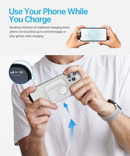 MURCIA 2 in 1 Magnetic Wireless Charger, Folding Dual Fast Magnetic Wireless Charging Station Stand Compatible with Iphone 13/12/ Pro Max/Mini/Apple Watch Se/7/6/5/4/3/2/1