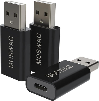 3 Pack USB C to USB Adapter - Male to Female, Type-C to Type a Compatible with Apple Magsafe Charger, Mac, Laptops and Pcs
